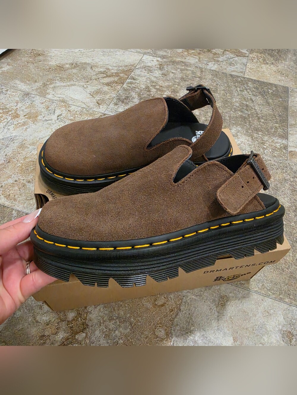 Dr. Martens Zebzag Slingback Platform Mule / Dark Brown / W6 - Picture 3 of 7